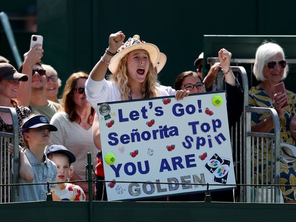 Mirra Andreeva cheering on Conchita Martinez (Getty)